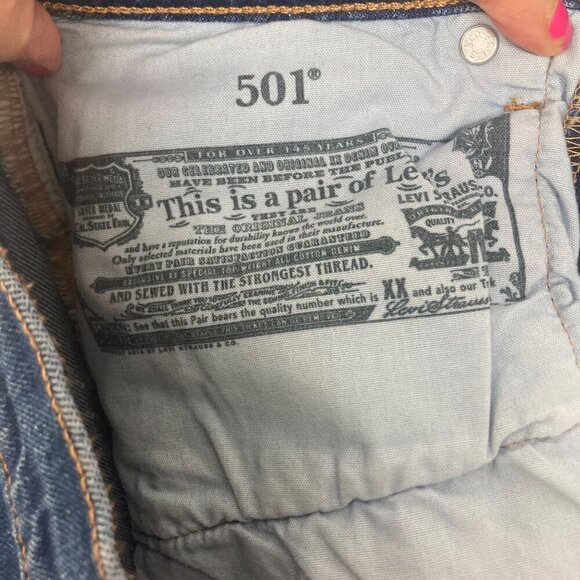 Levis 501 Jeans 27x27 Labeled 30 Classic Fit Button Fly Dark Wash Denim - Picture 6 of 10